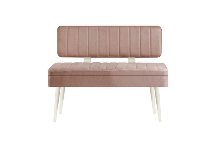 Vina Stoffen Bank Met Opbergruimte, Wit Steenkleur