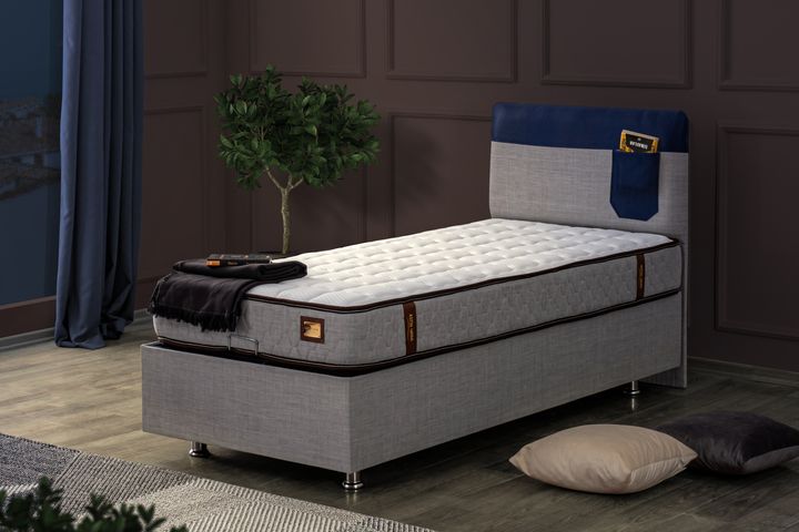 Happy Boxspringbedset, 100x200 cm, Blauw