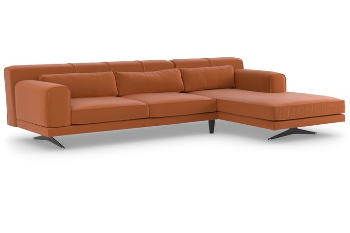Jivago Corner Sofa Right Chaise, Burnt Orange