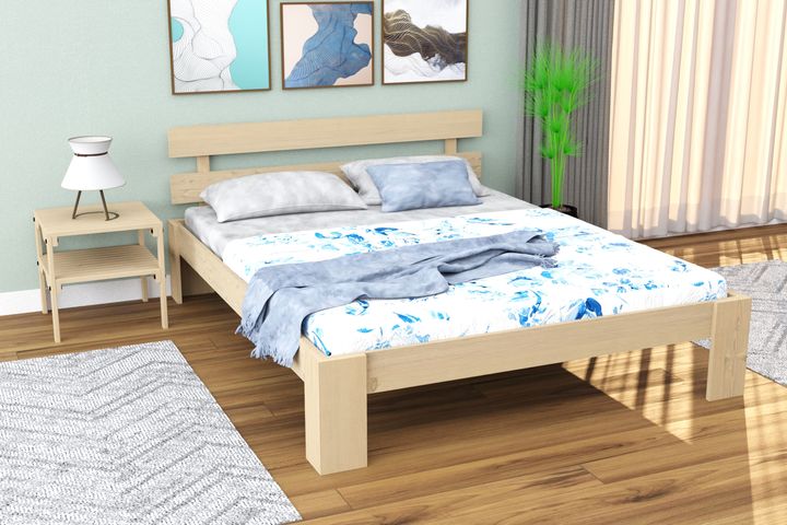 Berlin King Size Bed, 150 x 200 cm, Natural