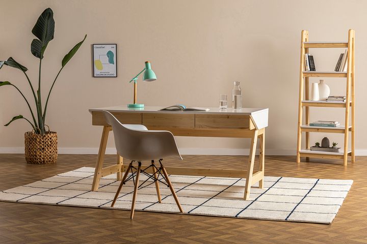 Tres Desk, White & Light Wood