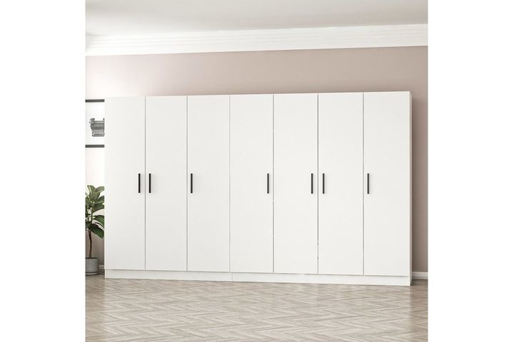 Medway Kledingkast met 7 Deuren en 4 Lades, Wit