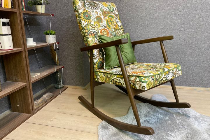 Asedia Trend Retro Schommelstoel, Groen & Walnoot