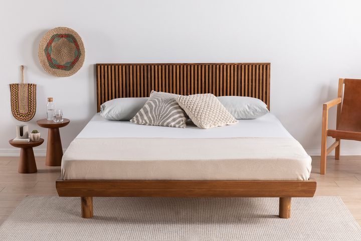 Luna Hendrick Houten Bedframe, 90x190 cm, Walnoot