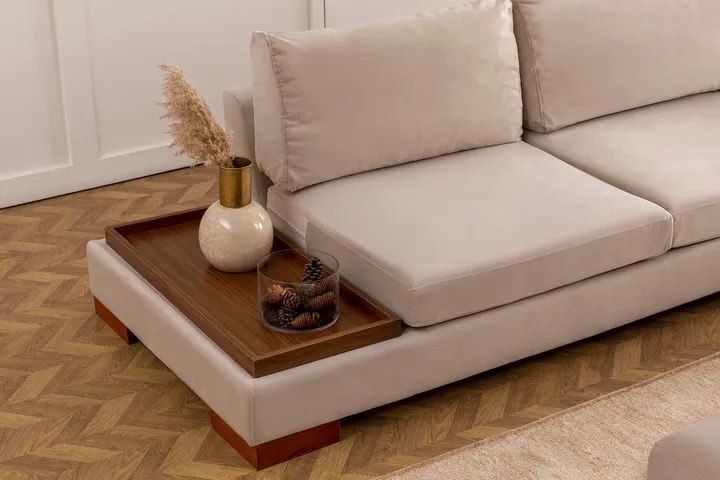 Tulip Hoekbank Rechts, Ecru (Zonder pouf)