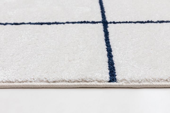 Emma Machinetapijt, 200x290 cm, Wit en Donkerblauw