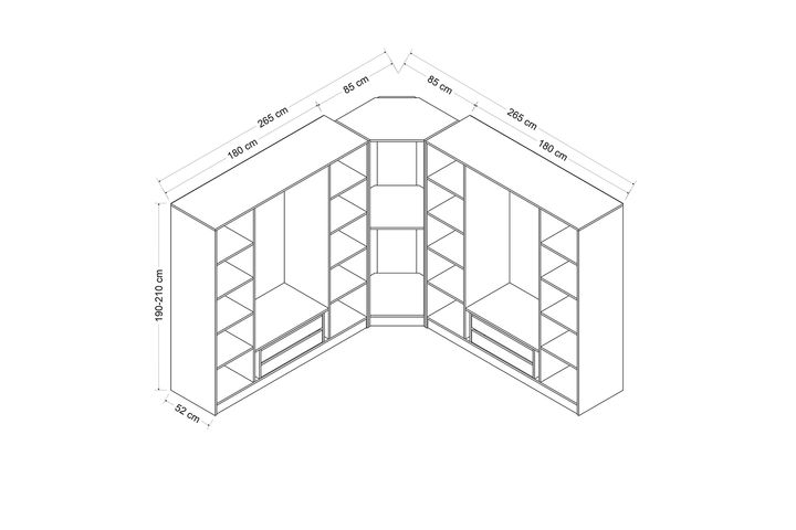 Minar Kale Kledingkast, 9 Gerookt, Met Deuren, Antraciet