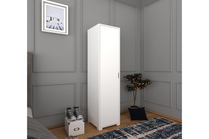 Manorala Kledingkast met 1 Deur en 5 Rekken, Wit