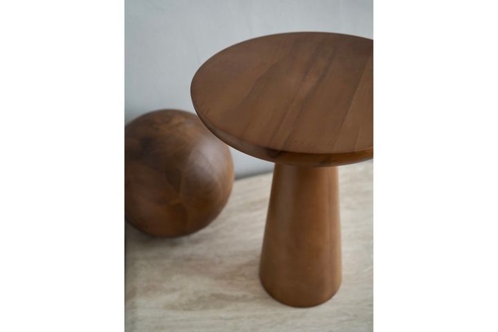 Mushroom Side Table, 50 cm, Walnut