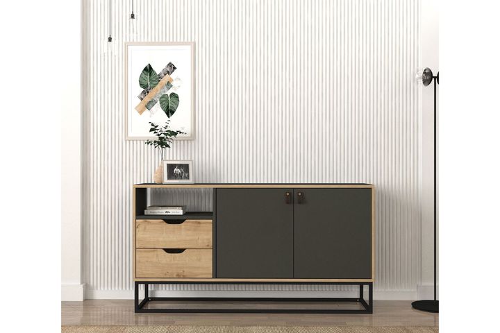 Dolores Sideboard, Anthracite & Oak | Vivense London