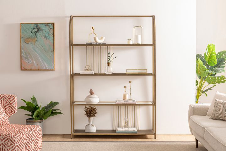 Stream Boekenkast, 120 cm, Messing