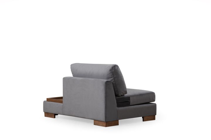 Tulip Modulaire Hoek, enkele Module met Rechtertafel, Grijs