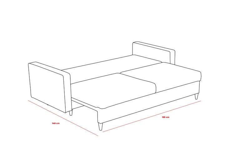 Eva-Serie 3-Zitsbank Met Bed Functie, Grijs