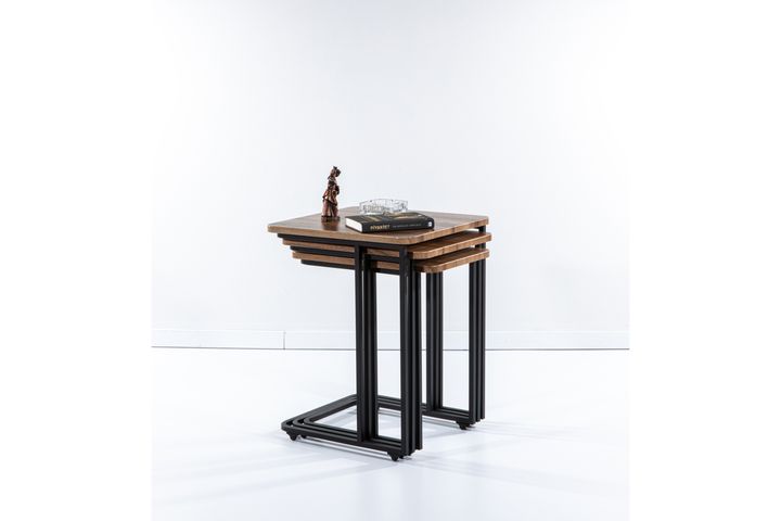 Mono C Bijzettafel, 3 Dlg, Walnoot