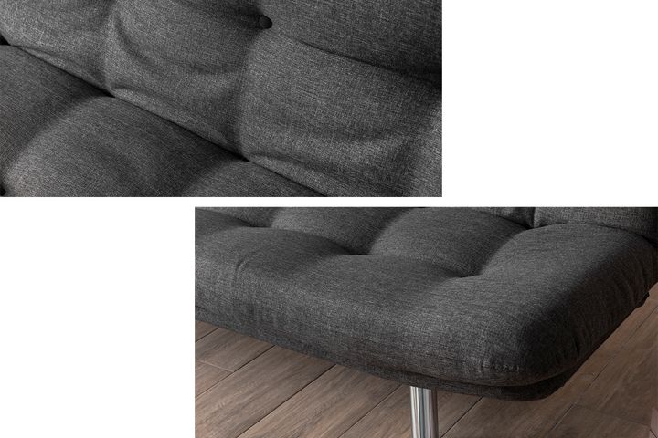 Pafu Hippo Linnen 3-Zitsbank Met Bed Functie, Donkergrijs