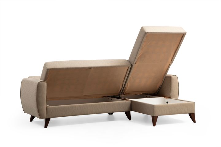 Alcoon Hoekbank met Slaapfunctie, Beige