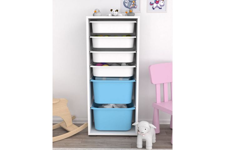 Tara Children's Toy Storage, White & Blue
