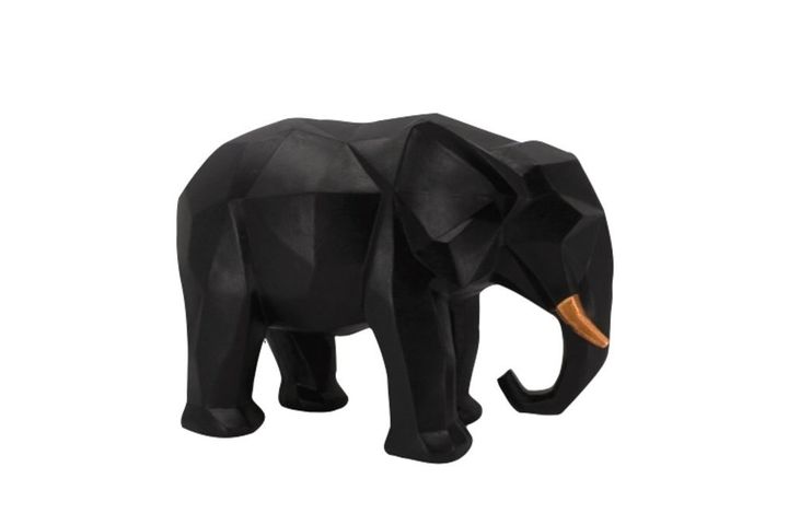 Kubusvormig Olifant Decoratief Object, Zwart