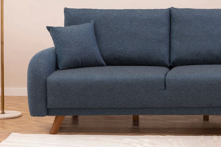 Hera Hoekbank met slaapfunctie met dubbel opslagruimte, Donkerblauw
