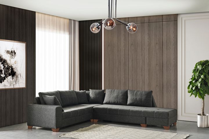 Esse Corner Sofa Right Chaise, Dark Grey