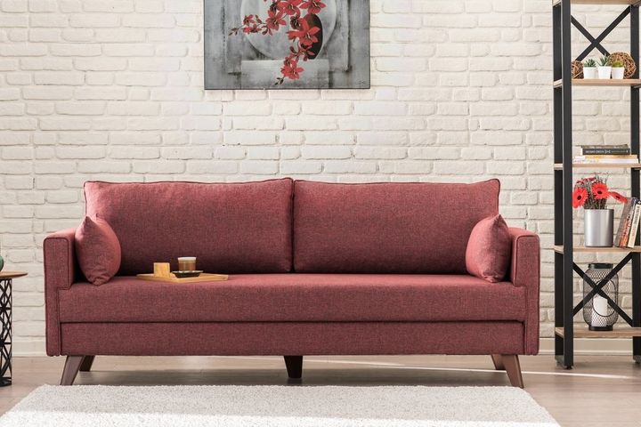 Bella Soft 3-Sitzer Sofa mit Schlaffunktion, Weinrot