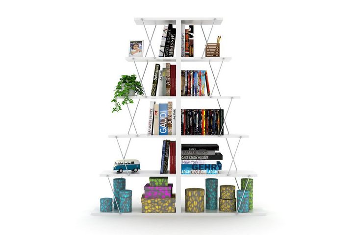 Rafevi Bookcase, White & Chrome