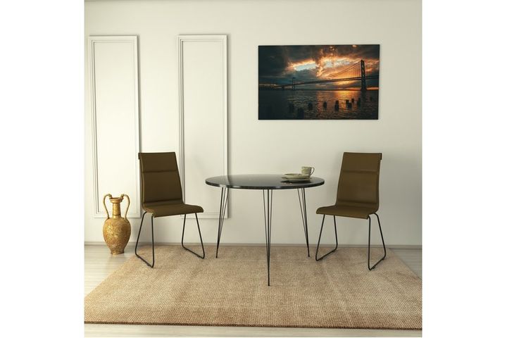 Sandalf Runder Tisch mit Metallbeinen, 90x90 cm, Schwarz