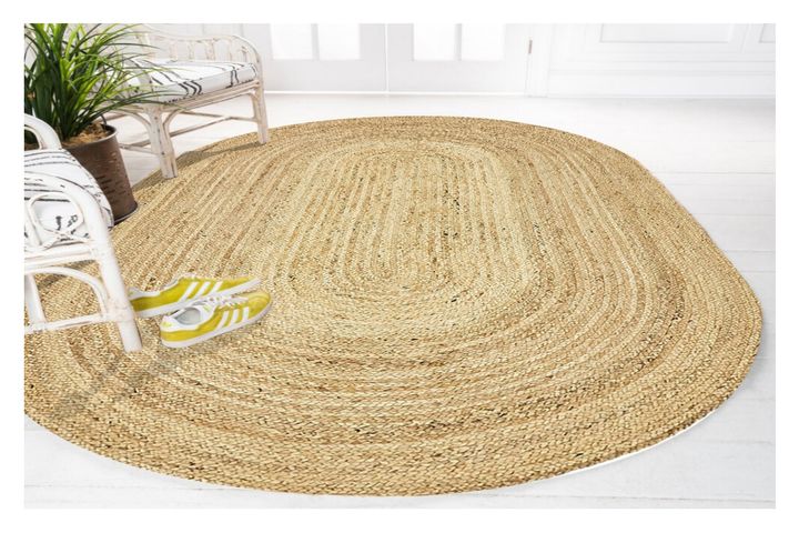 Jute tapijt natuurlijk handgevlochten cirkelontwerp rond tapijt Jute tapijt natuurlijk handgevlochten cirkelontwerp rond tapijt