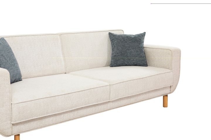 Larus 3-Zitsbank, Creme, Natuurlijke Poten
