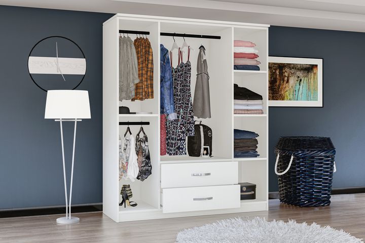 Ena Kledingkast met 4 Deuren, 2 Lades en Spiegel