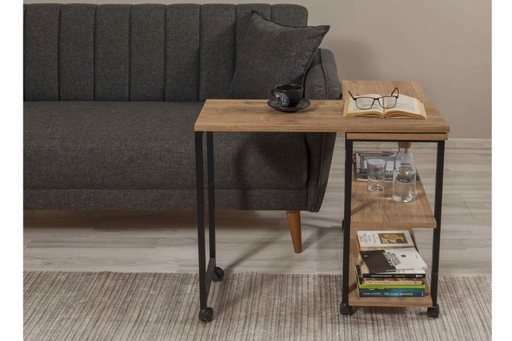 Uberto Rolling Side Table, Walnut