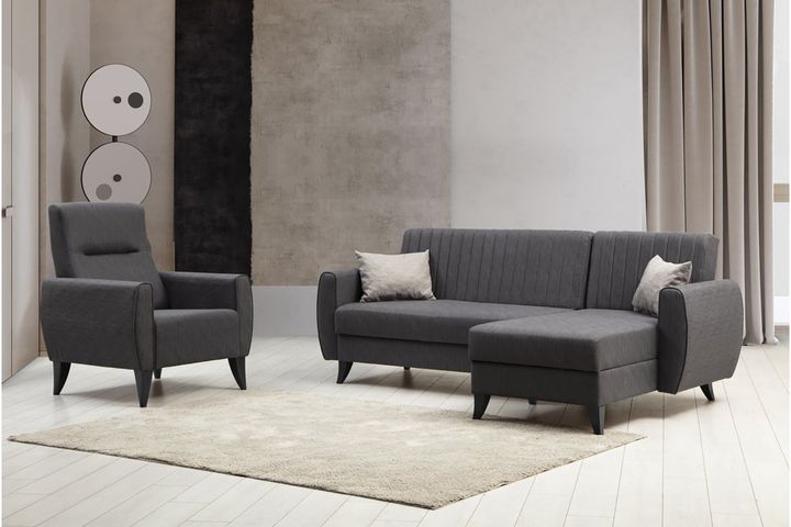Alcoon Hoekbank en Fauteuil, Donkergrijs