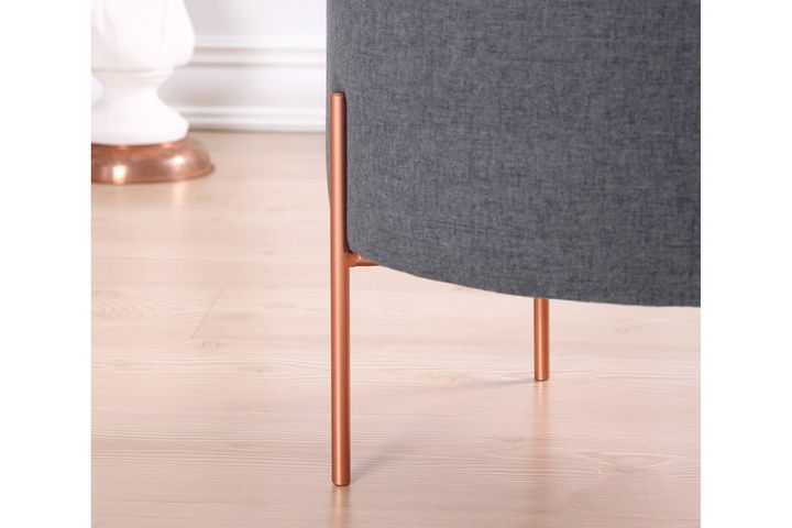 Copper Ronde Poef, Donkergrijs