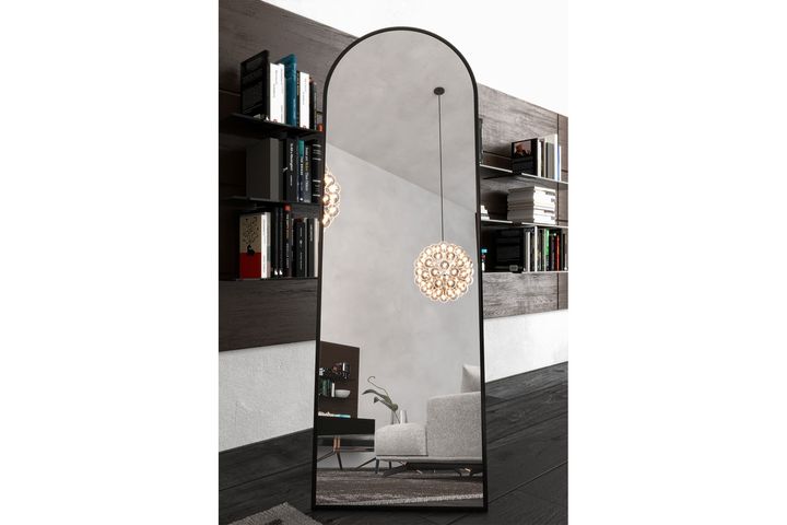 Marsah Ovaler Standspiegel aus Metall, 180x60 cm, Schwarz