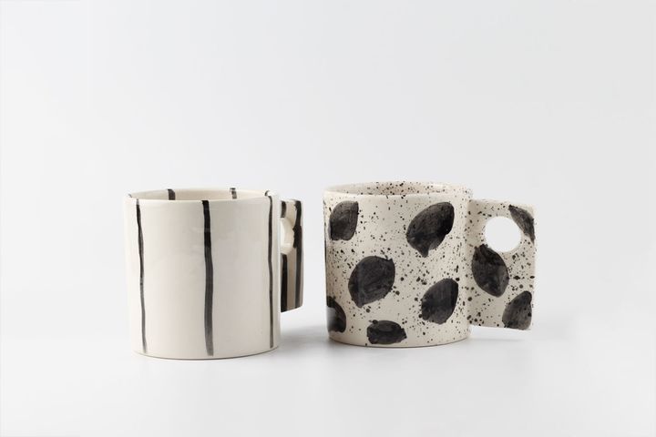 Musmeus Raes Ceramic Mug, White & Black