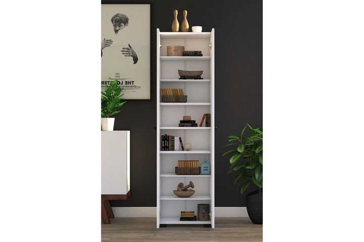 Enz Multifunctionele Kast met 2 Deuren en 8 Rekken, Wit