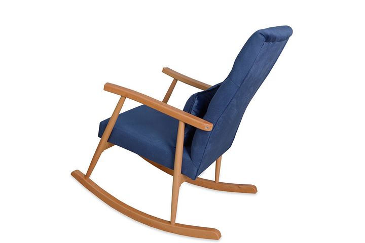 Asedia Trend Schommelstoel Gestoffeerd, Donkerblauw & Natuurlijke Kleur