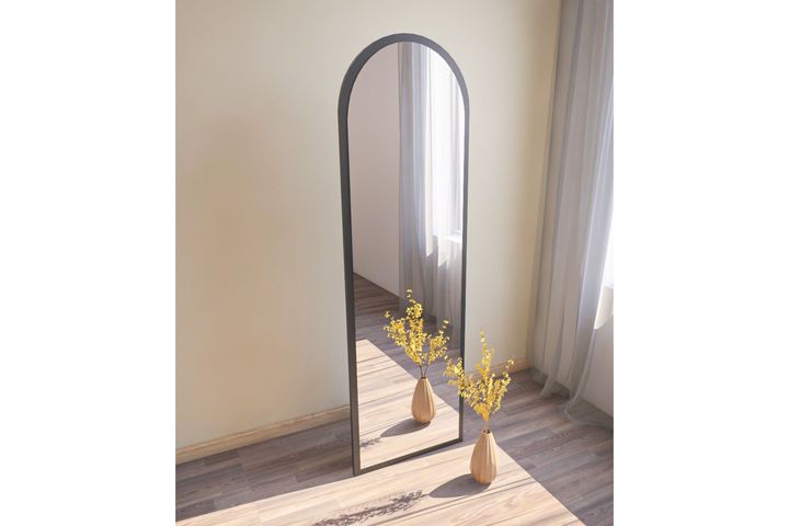 Mone Ovaler Standspiegel, 160x50 cm, Schwarz