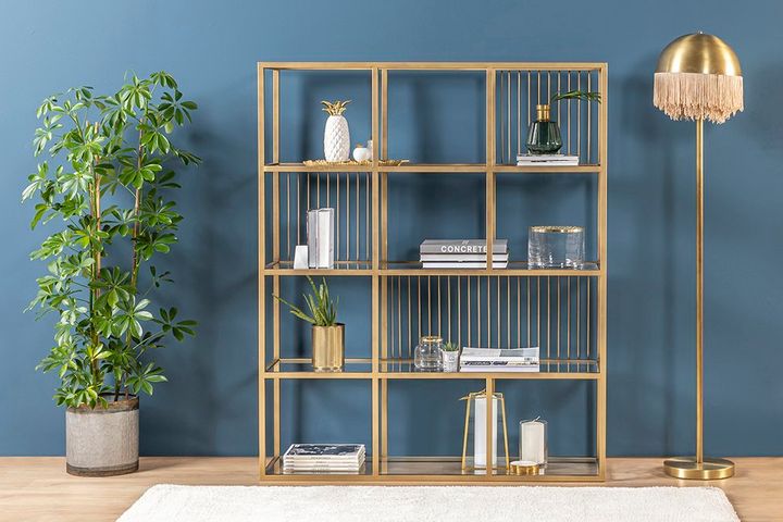 Lola Small Bookcase, 145 cm, Brass