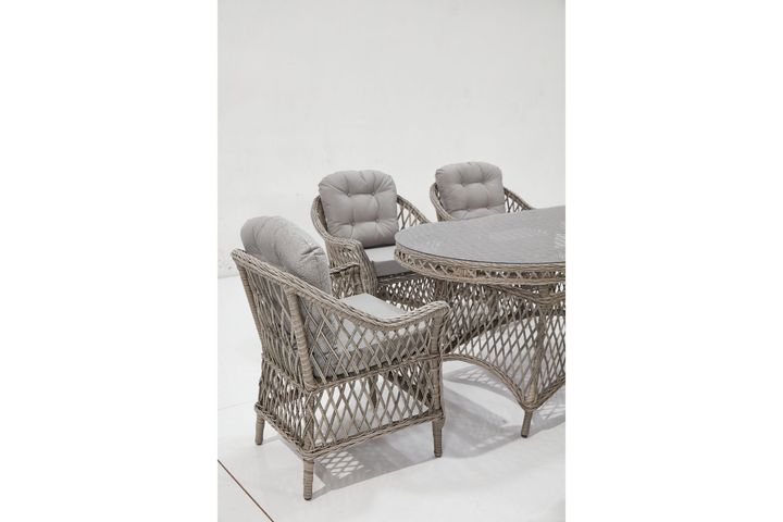 Lily Rattan Garden Furniture Set, Grey