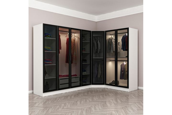 Medway Tideway Kledingkast met 7 Deuren, Wit en Zwart