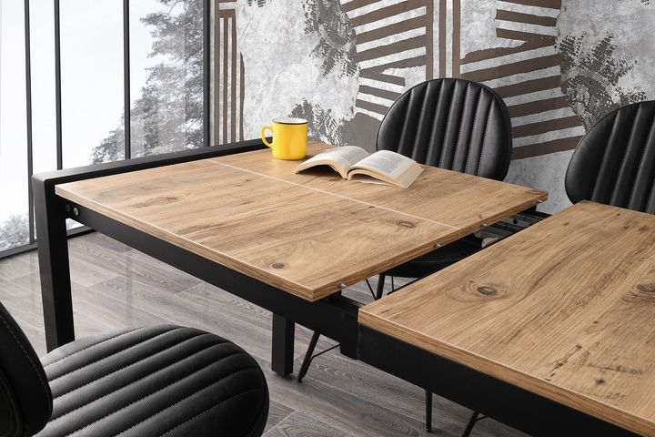 Lato Uitschuifbare Tafel, 75x120 cm, Walnoot en Zwart