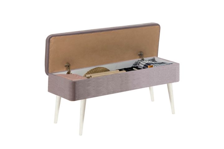 Vina Opbergbank Gestoffeerd, Wit & Lichtgrijs