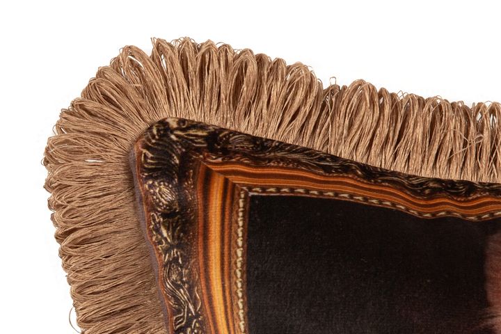 Hert Fluwelen Kussenhoes met Kwastjes, Bruin
