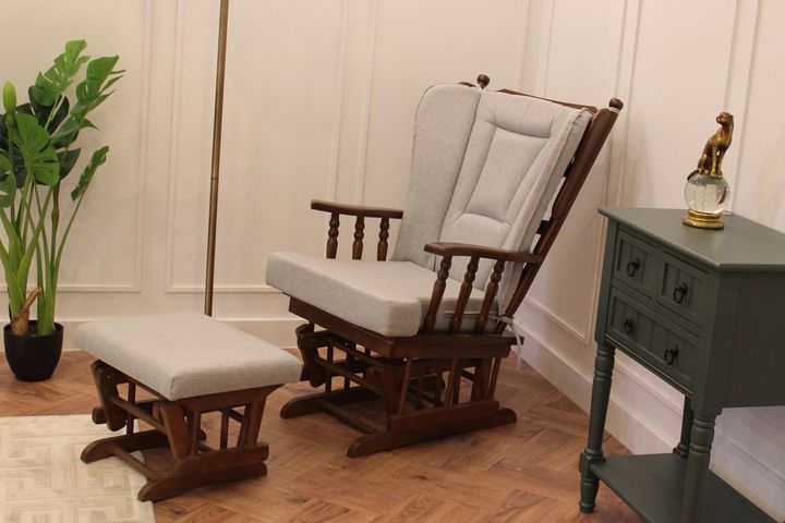 Baroque Schommelstoel, Beige & Walnoot