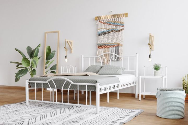Bella Metalen Bedframe, 160x200 cm, Wit
