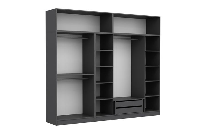 Medway Kledingkast met 6 Deuren en Bovenkast, 210 cm, Antraciet