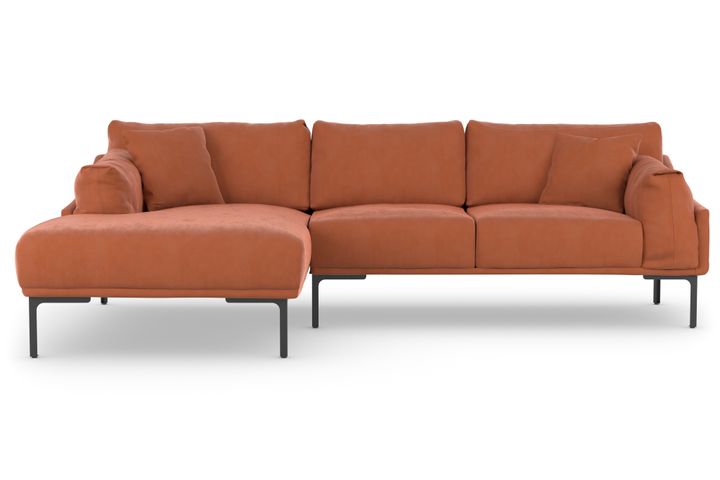 Leo Corner Sofa Left Chaise, Rust Orange