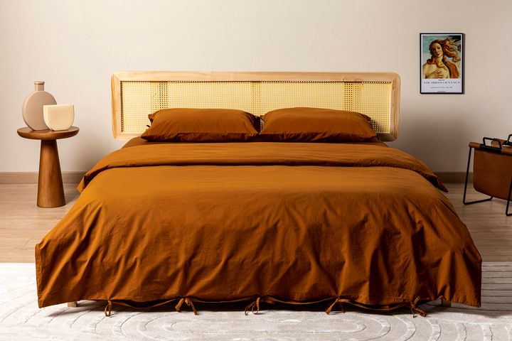 Cozy Bettwäsche-Set aus Gewaschener Baumwolle, 2-Tlg, 160x200 cm, Ziegelrot