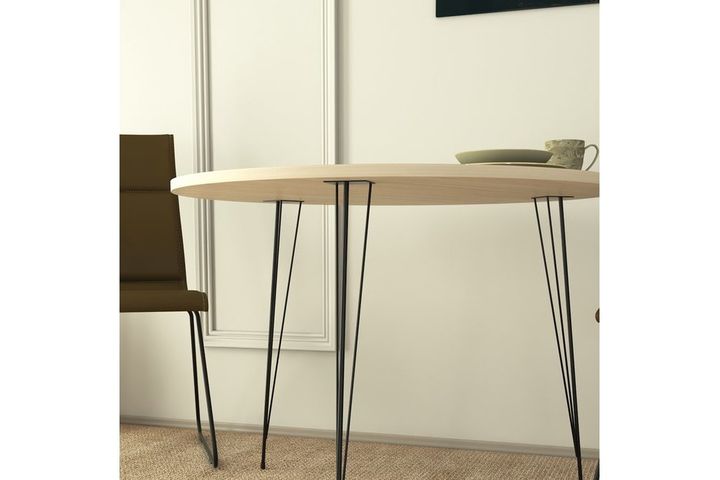 Sandalf Ronde Tafel met Metalen Poten, 90x90 cm, Eik